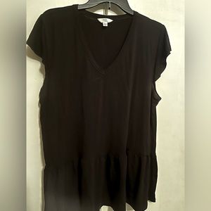 Women’s Black flutter sleeve baby doll too, Sz Lg
